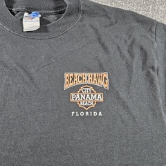 Vintage Beach Hawg Harley-Davidson Shirt Mens Large Black Panama Beach 90s