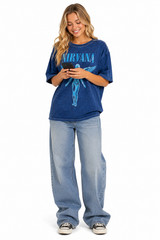 Nirvana In Utero Angel Graphic Band T-Shirt Blue Mineral Wash Grunge Men’s XL