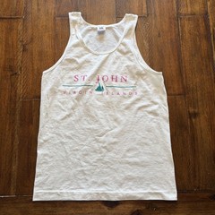 St John Virgin Islands Shirt Mens Medium White Tank Top Fruit Of The Loom Tee