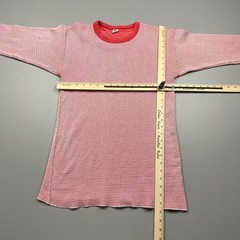 Hanes Thermal Shirt Mens L/XL Red White Waffle Knit Long Sleeve VTG 70s 2-Tone