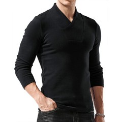 Zonbailon men’s T-shirt solid color warm thickened bottomed shirt long sleeve