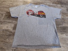 Vintage Sante Fe The Chief #664 Graphic Tee Shirt Grey Size XL Daylight Sales