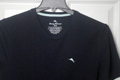 NWT Tommy Bahama S/S Crew Neck Cotton Blend Navy Or Blue Grid T-Shirt Sz M
