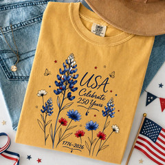 Comfort Colors America 250th Anniversary Shirt Patriotic Butterfly 4th of July