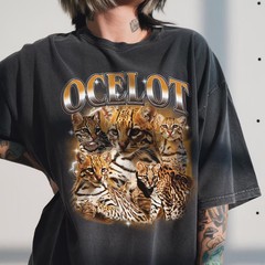 Vintage Ocelot Comfort Tee Bootleg Style Animal Graphic