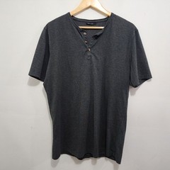 Lanky Llama Craftsman Henley Men’s T-Shirt L Tall Slim Fit Knit Gray Polycotton