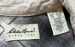 Vtg 90s Eddie Bauer-Oatmeal Chamois Brushed Flannel Button Shirt-Button 2 XXL-T