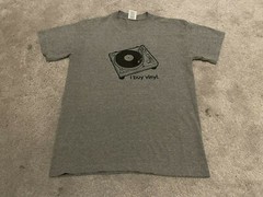 I Buy Vinyl Mens Small T shirt Gray Music Retro Classic Logo