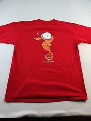 Playa Del Carmen Seahorse Graphics Mens XL Red Cottton T-shirt