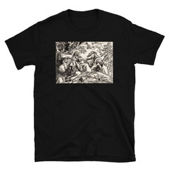 Temptation of Christ T Shirt Vintage Biblical Engraving Religious Art Tee