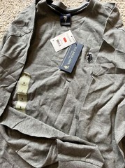 USPA POLO L/S KNIT T-SHIRT~Grey Heather SZ S