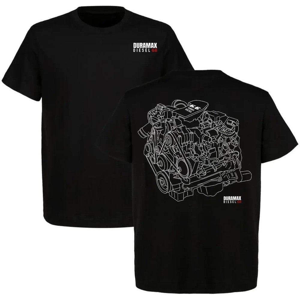 Duramax 6.6 Diesel Engine Blueprint Graphic T-Shirt Truck Tee