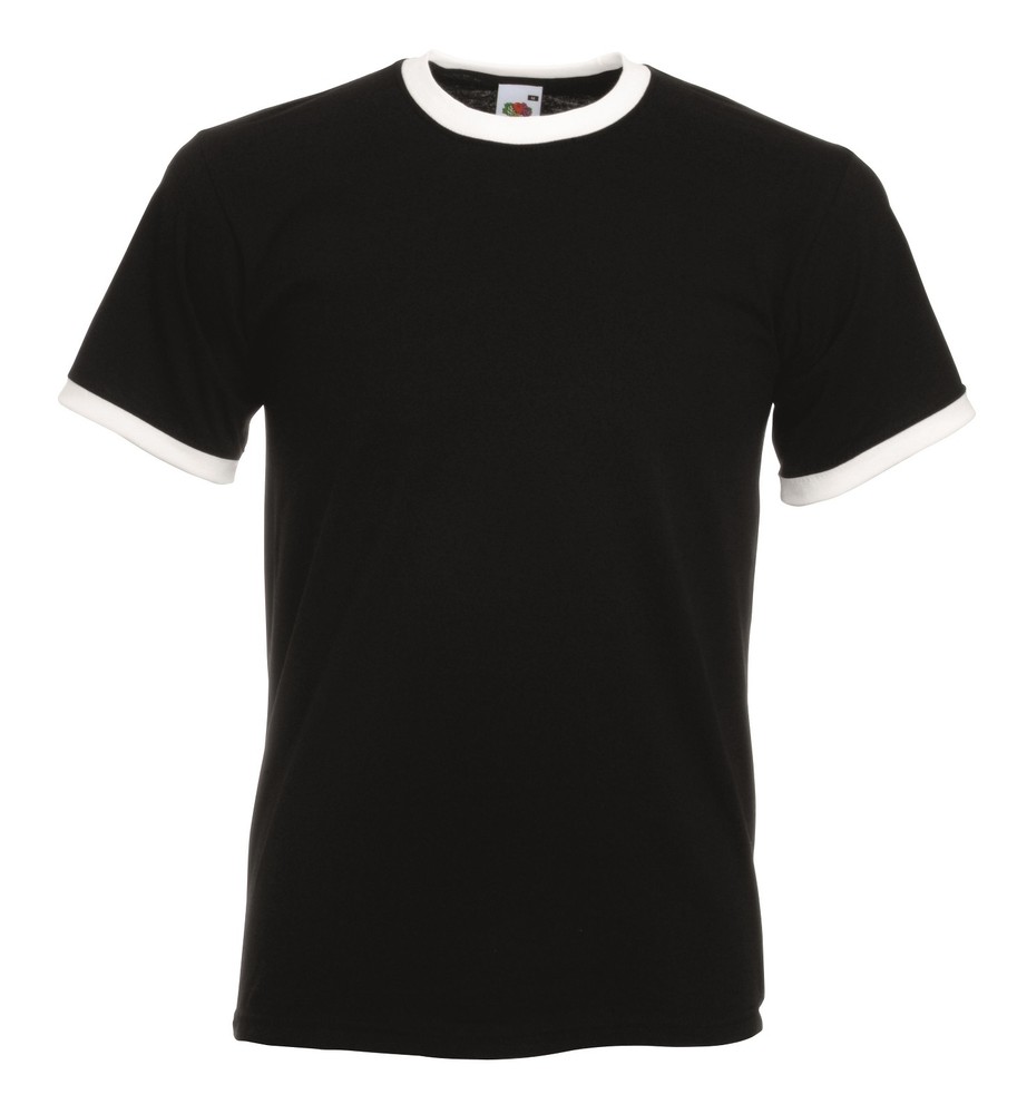 Fruit of the Loom Short Sleeve Cotton Contrast Collar Hoops Ringer Tee T-Shirt