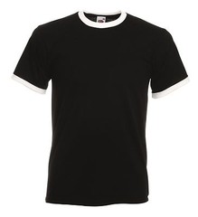 Fruit of the Loom Short Sleeve Cotton Contrast Collar Hoops Ringer Tee T-Shirt