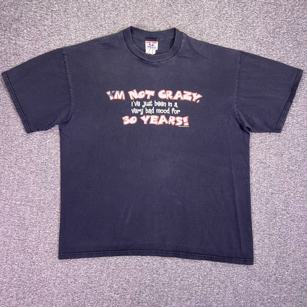 VTG 00s Tee Jays Sof Tee Shirt Men XL Black Grunge Sarcastic Humor Funny Tee Y2K