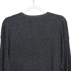 High Stretch Mens Long Sleeve Henley Shirt Size XL Gray Ribbed