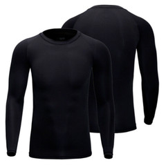 Men Thin Long Sleeve Underwear Johns Winter Sport Basic Crew Tops Shirt No Plush