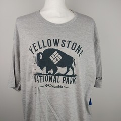 Columbia Men’s Graphic XXL Top Short Sleeve Shirt T-Shirt Gray Yellowstone NP