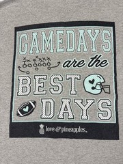 VINTAGE LOVE & PINEAPPLES T SHIRT L LARGE GREY GAMEDAYS FOOTBALL CLASSIC SPORTS