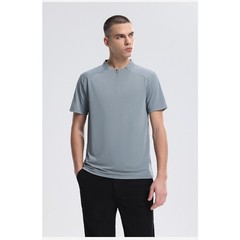 New Half Zip Short Sleeve Men’s High Stretch Quick Dry Running Fitness Shirt