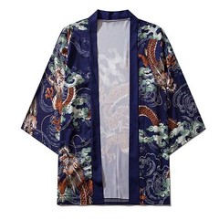 Niepce Men’s Flying Dragon in The Clouds Graphic Japanese Kimono Cardigan