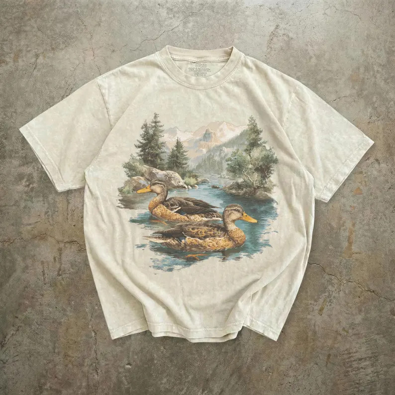 Mallard Ducks Vintage Comfort Tee Shirt Unisex Wildlife Bird