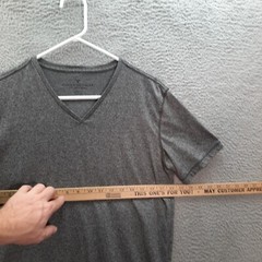American Eagle Shirt Mens Medium Tall Gray Heather V Neck Preppy Workwear Casual