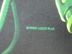 NEW VINTAGE Liquid Blue Shirt Mens Extra Large Black Skull Glow In The Dark 98