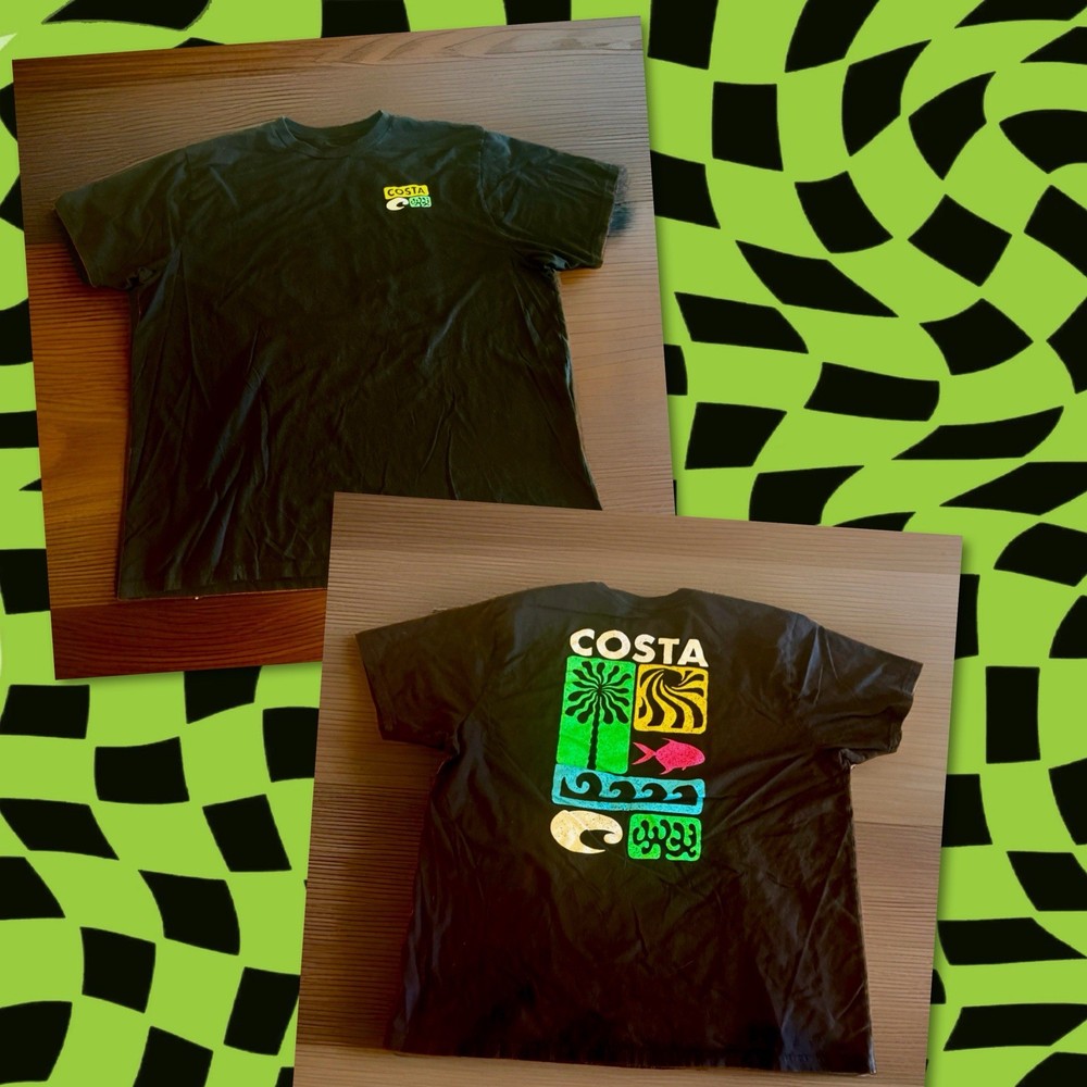 Costa T-Shirt Black Men’s 2XL / XXL Fishing Shirt Sleeve Cotton Two-Sided