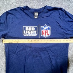 Hanes Perfect T-Shirt Mens L Blue Bud Light Official Beer Sponsor NFL Graphic