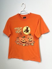 Vintage 90s Halloween Fright Night T Shirt Witch Spooky Jack O Lantern Large