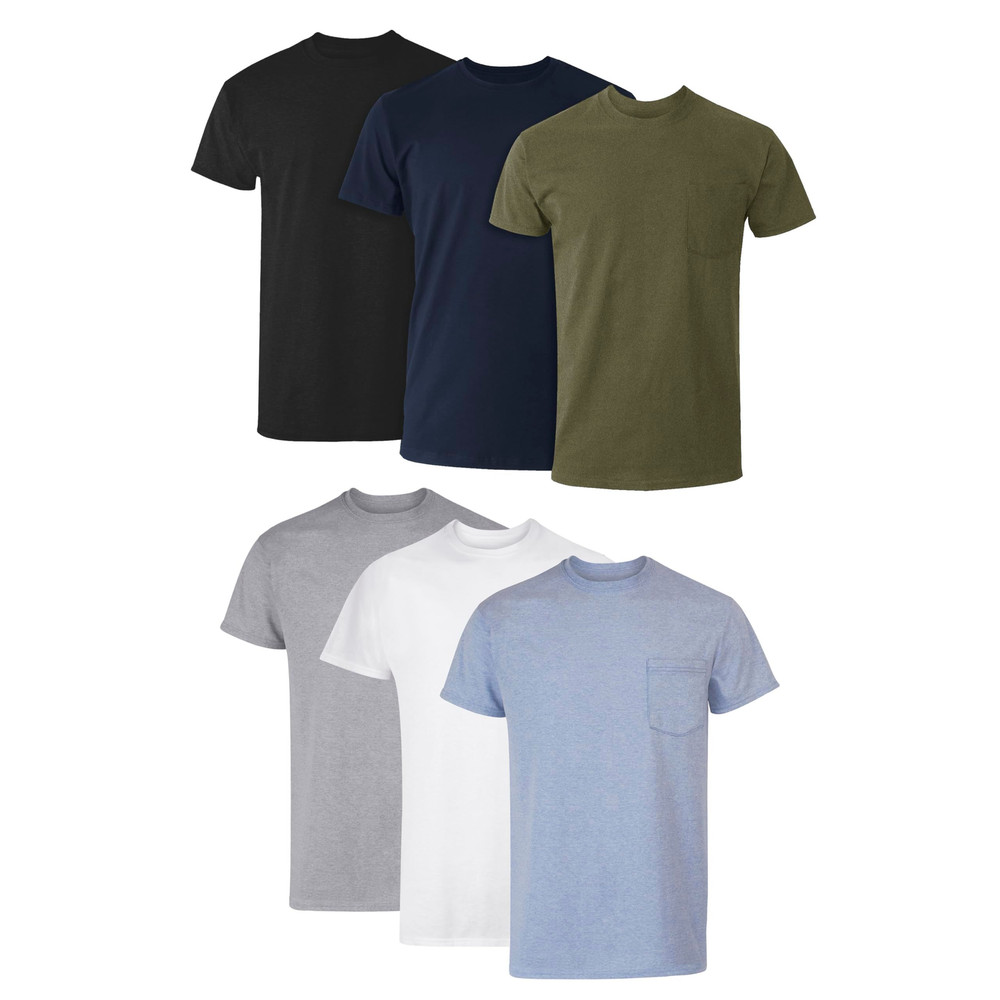 Hanes Men’s Cotton Medium, Grey Heather, Black, White, Navy, Blue Heather
