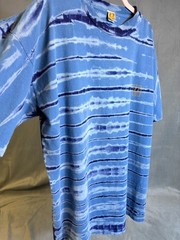 Vintage Hang Ten Men’s XL T-Shirt Blue Tie Dye Striped Single Stitch Surf Skate