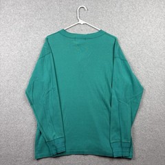 Vintage Eddie Bauer Shirt Mens Large Teal Henley Long Sleeve Knit 80s 90s USA