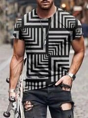 Men’s T-Shirt 3D Vintage Print T Shirts Summer Round Neck Cool Oversize Tees