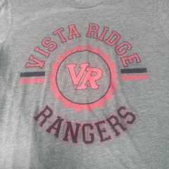 Bella + Canvas Vista Ridge Rangers Graphic T-Shirt Medium Gray Pink Short Sleeve