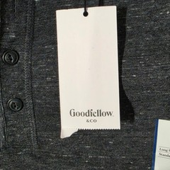 Goodfellow & Co Mens Henley Shirt Long Sleeve Gray Marled Raglan Standard Fit L