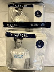 Stafford 8-Pack Men’s 100% Cotton Super Soft Crew-Neck T-Shirts White(Medium Sz)