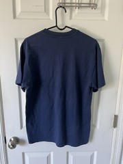 Vintage Foiled Art Shirt Sailboat Ocean Moon Stars Gold Glitter Large Navy Blue