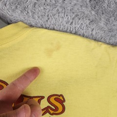 Vintage Brass Balls Saloon Shirt Mens Large Yellow Royal Ocean City 80s Graphic