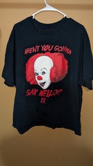 Pennywise IT “Aren’t You Gonna Say Hello?” Black T-Shirt, Size 2XL IT The Movie