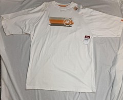 Mecca Shirt Mens 2XL Bleach White Embroidered Striped Graphic Short Sleeve XXL