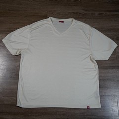 Stacy Adams Mens 4X V-Neck T-Shirt Cream Off White Short Sleeve Textured Knit
