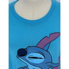 Disney Stitch Graphic T Shirt XL Blue Cotton Polyester Blend Graphic Tee