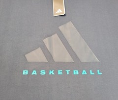 Adidas Basketball Tshirt XL Unisex Blue Aurora Ink Logo Tee High Neck