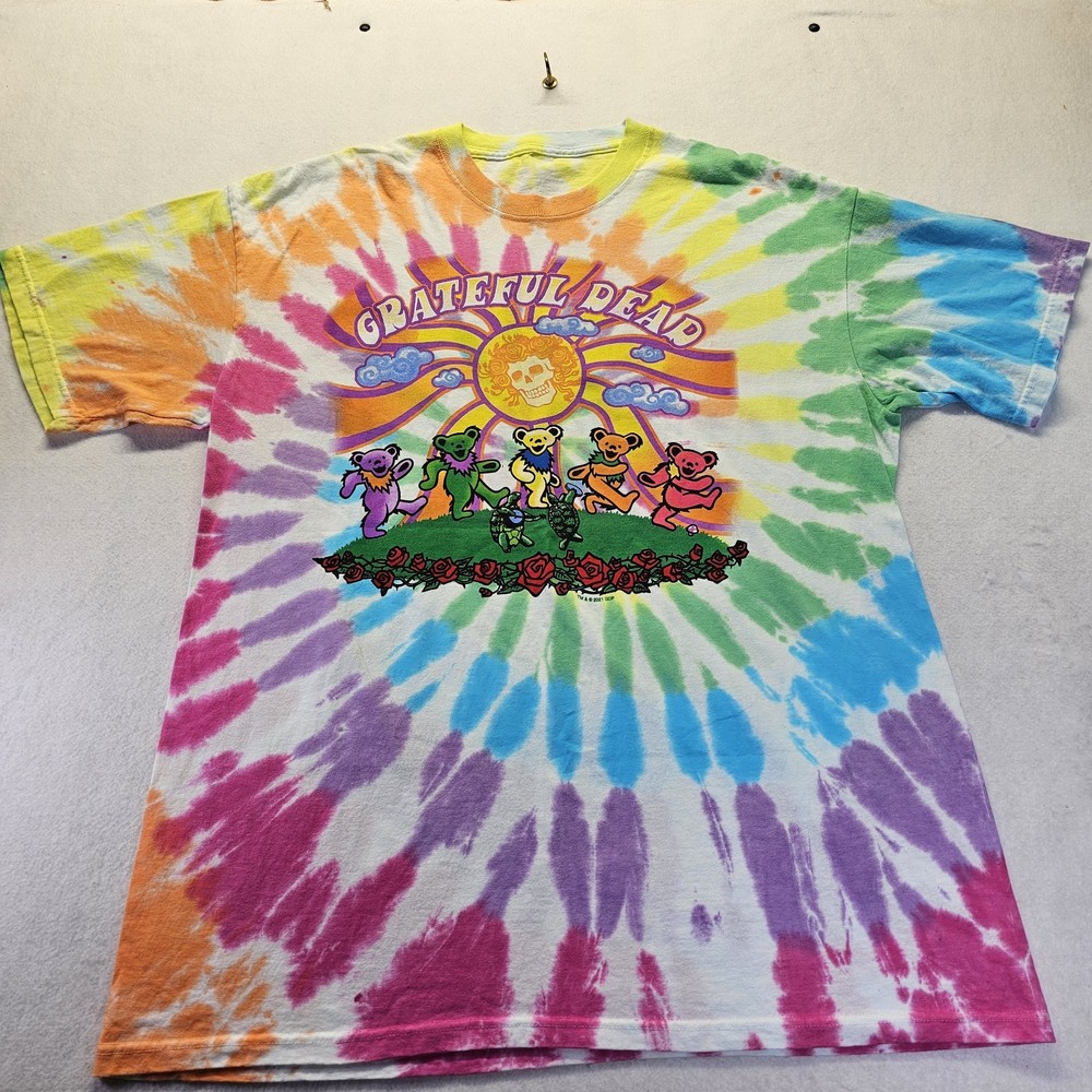 Grateful Dead Tie Dye T Shirt XL Dancing Bears Roses GDP 2021 Rainbow Spiral