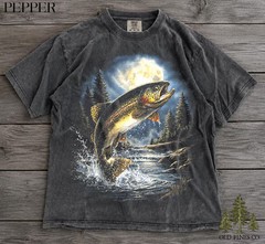 Rainbow Trout Moon Fishing Comfort Tee Angler Fisherman Gift