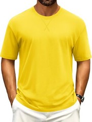 Men’s Cotton Drop Shoulder T Shirt Loose Fit Soft Casual Short Sleeve Summer Tee