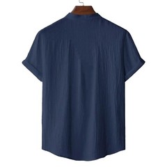 Men’s Cotton Linen Henley T-Shirt Short Sleeve Beach Hawaii Casual Shirt Style!