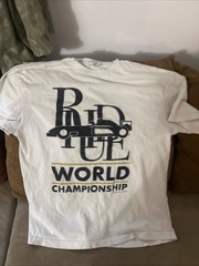 RHUDE World Championship Ivory Cotton Graphic Short Sleeve. Marks Under Arms